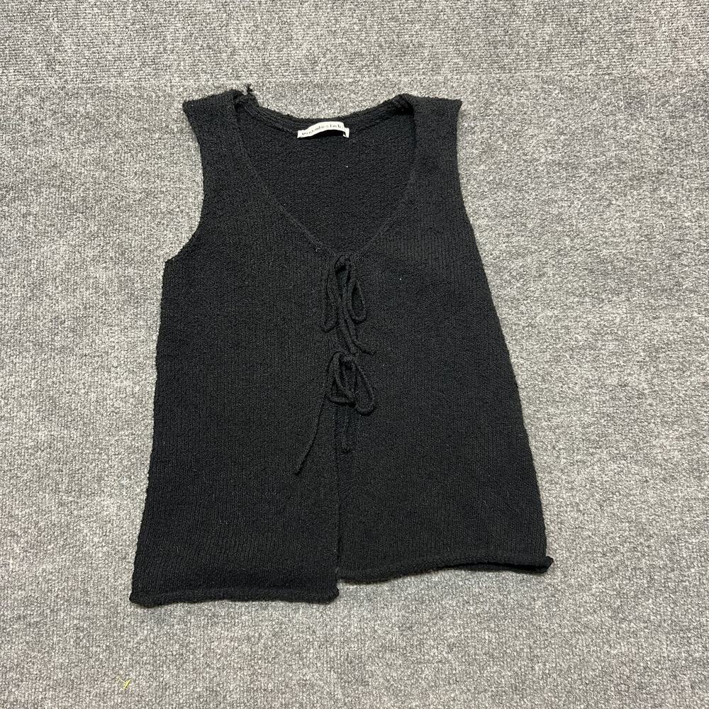 Abercrombie & Fitch Sweater Vest Womens XXS Black Sleeveless Tie Front V Neck